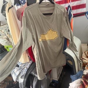 Gray Long Sleeve Shirt with Yellow Patch